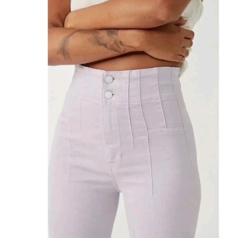 We The Free Jayde Flare Jeans 30 Lilac Purple High Rise - Picture 3 of 12